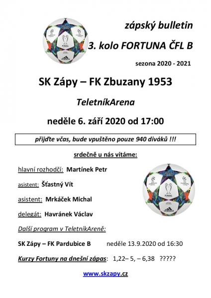 Program SK Zápy - FK Bruzany 1953
